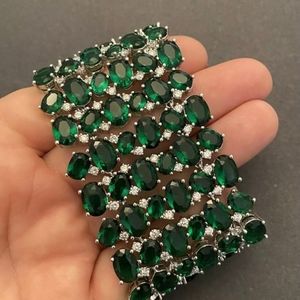 Rhodium Plated Emerald Cubic Zirconia CZ Large Bra